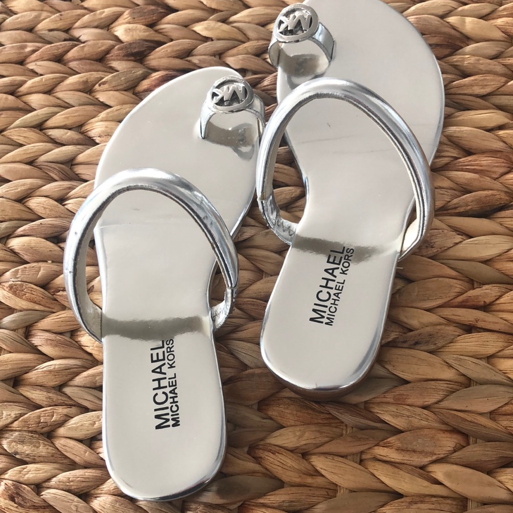 Michael Kors Silver Toe Ring Sandals